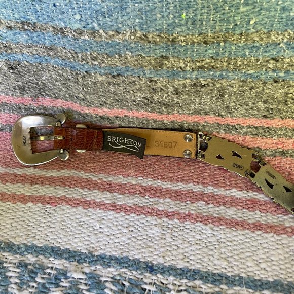 vintage 90s brighton baroque silver leather belt main image 6